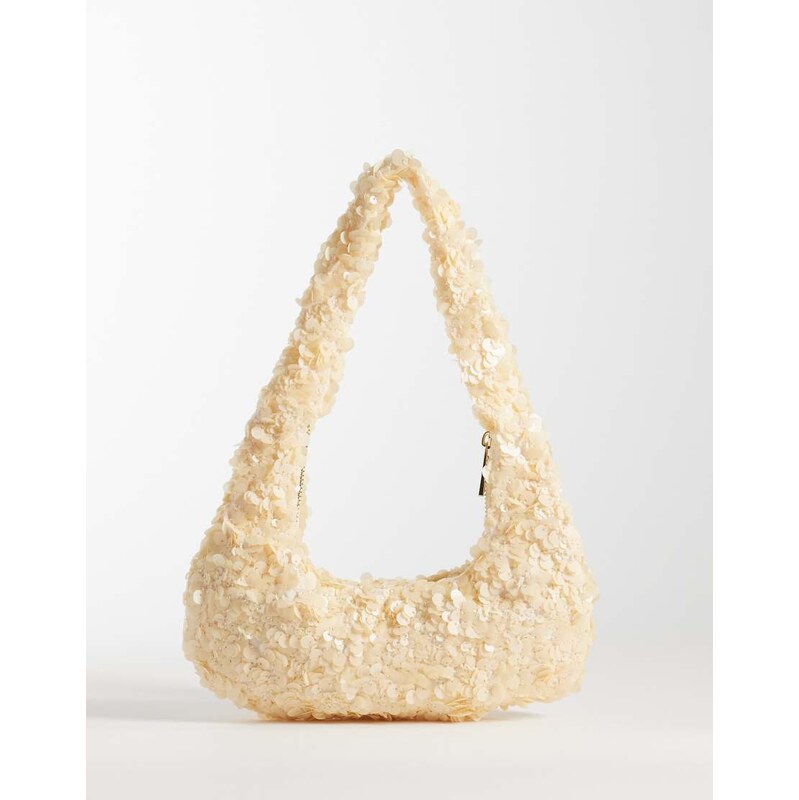 My Accessories sequin shoulder bag in butter yellow-Brown