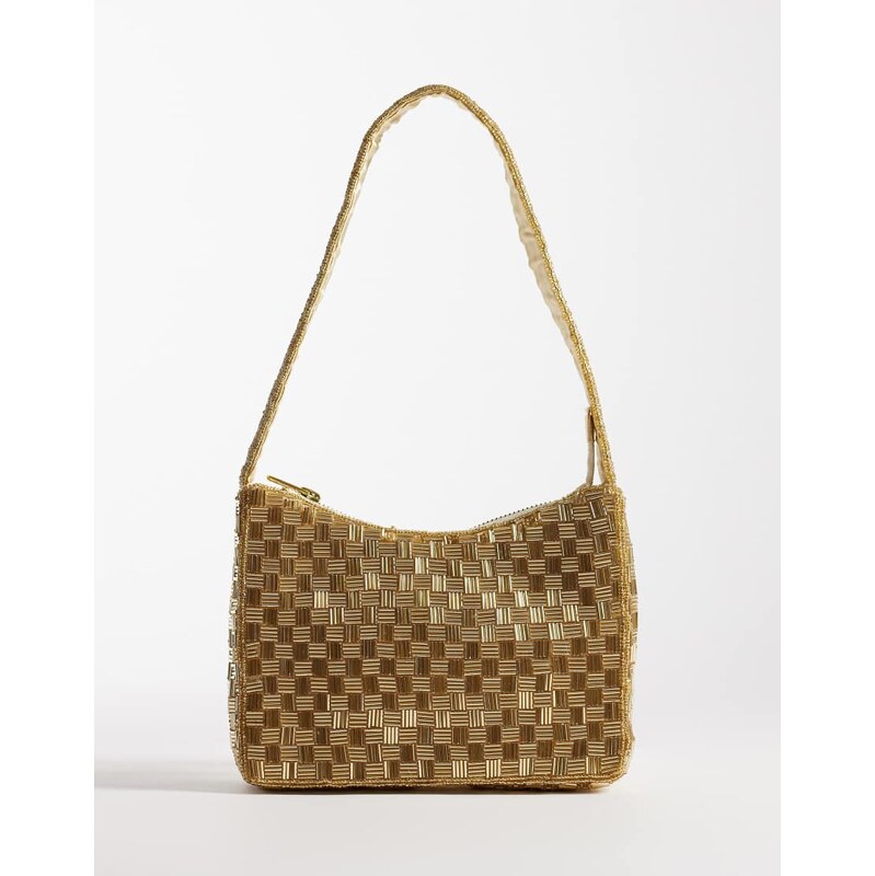 True Decadence embellished shoulder bag in gold 114909781