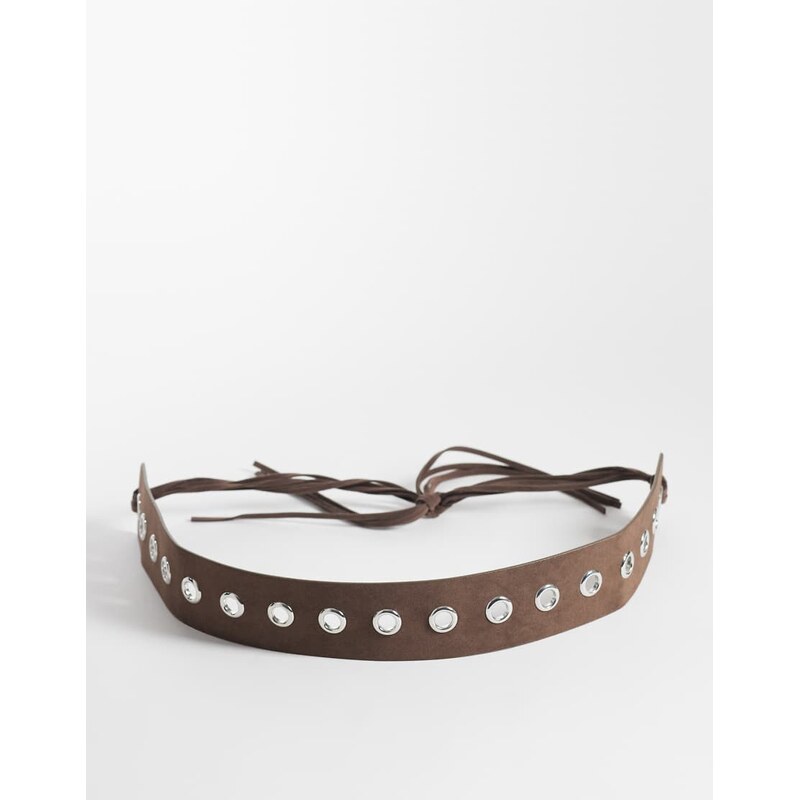 My Accessories faux suede eyelet belt in brown