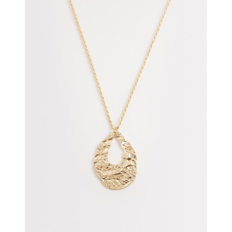 DesignB London hammered pendant necklace in gold