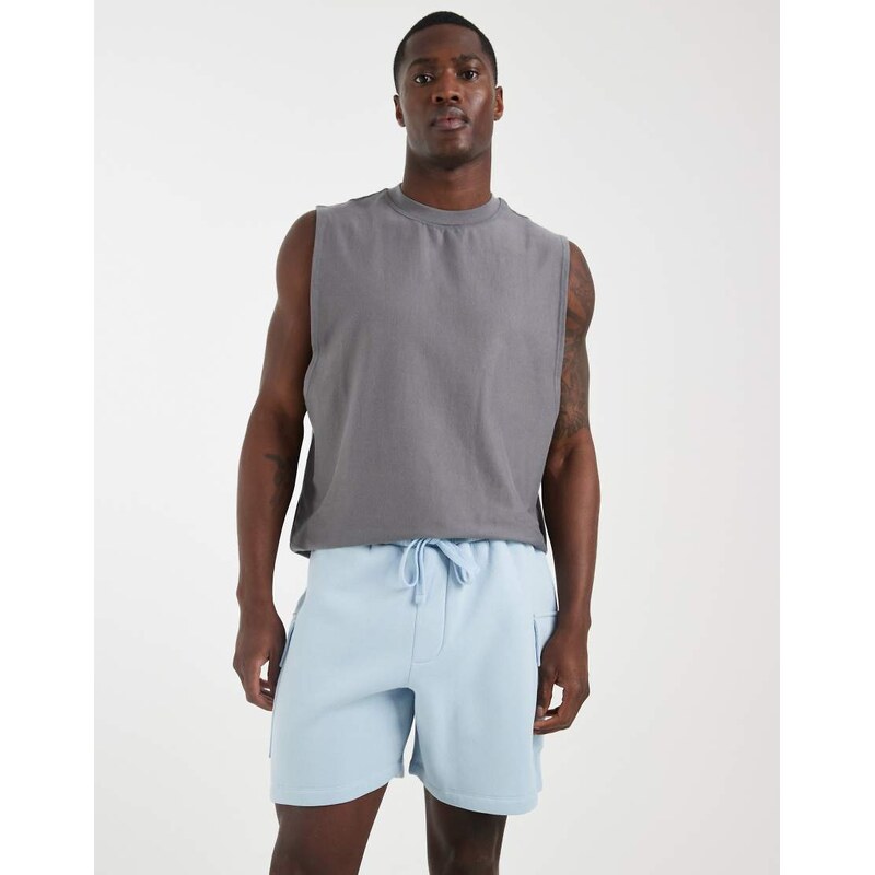 ASOS DESIGN cargo jersey shorts in light blue