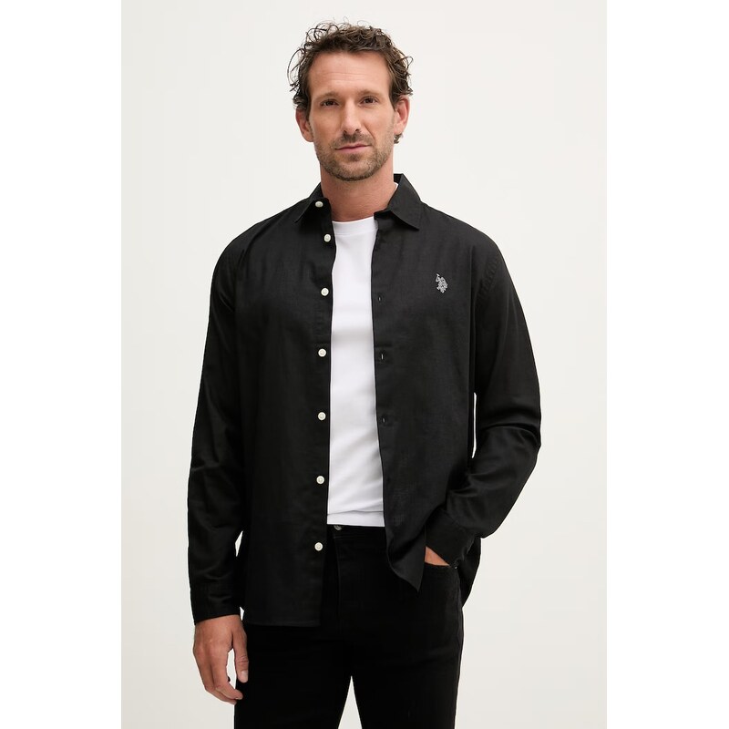 U.S. Polo Assn. safari košile pánská se lnem LINEN BLEND LS