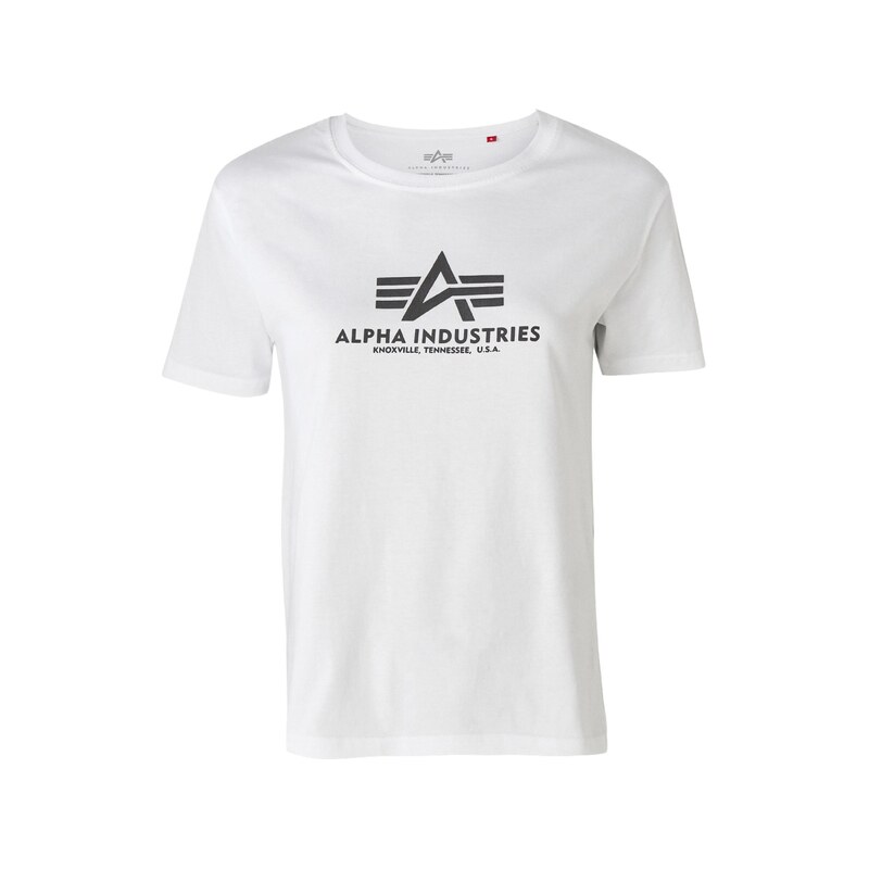ALPHA INDUSTRIES Tričko černá / bílá