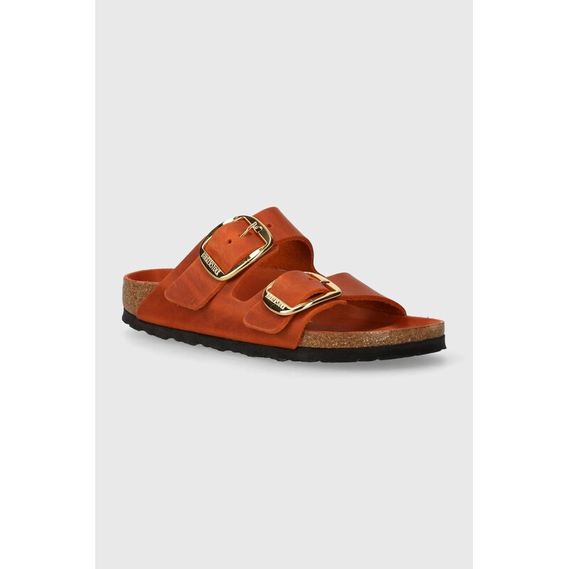 Birkenstock pantofle na plochém podpatku dámské kožené