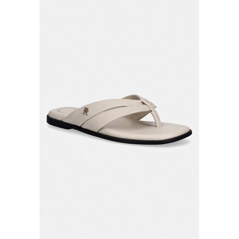 Tommy Hilfiger žabky dámské kožené ELEVATED TOE POST LTH SANDAL