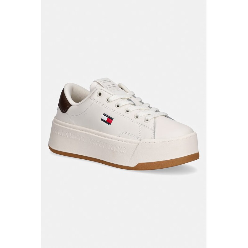 Tommy Jeans TJW SCRIPT CUPSOLE FLATFORM sneakersové boty dámské kožené