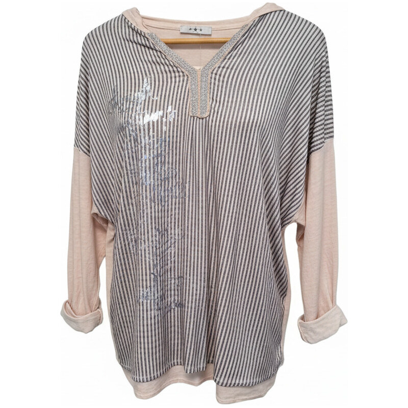 Allen dámská móda Triko růžové oversized s dlouhým rukávem velikost S 114757036