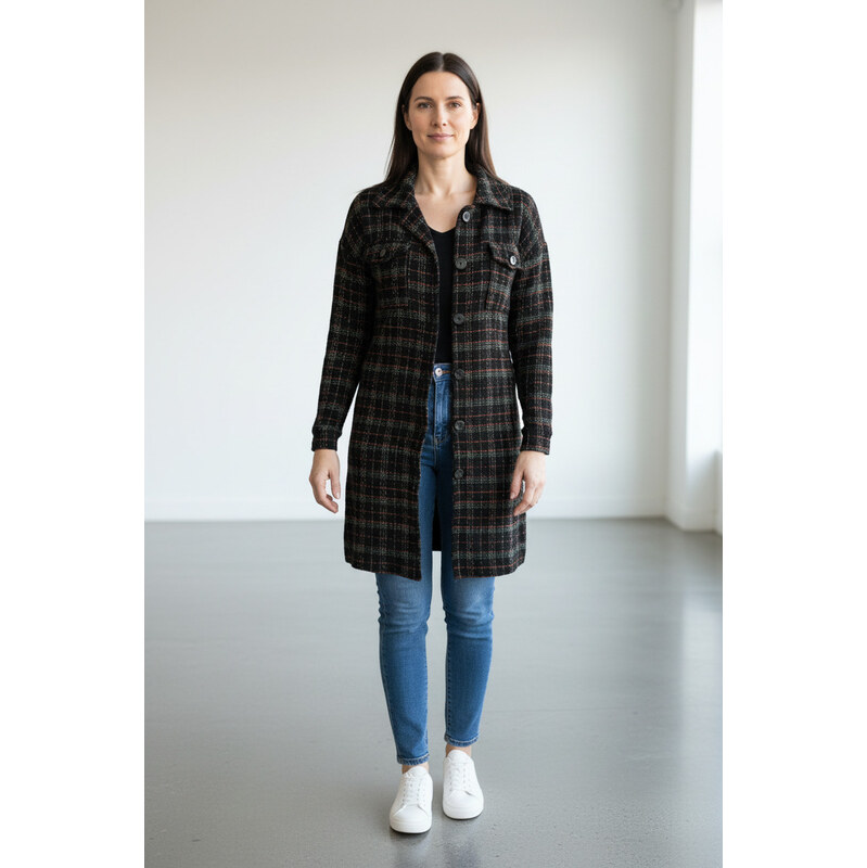Allen dámská móda Kabát černý v košilovém stylu velikost S/M 114740502