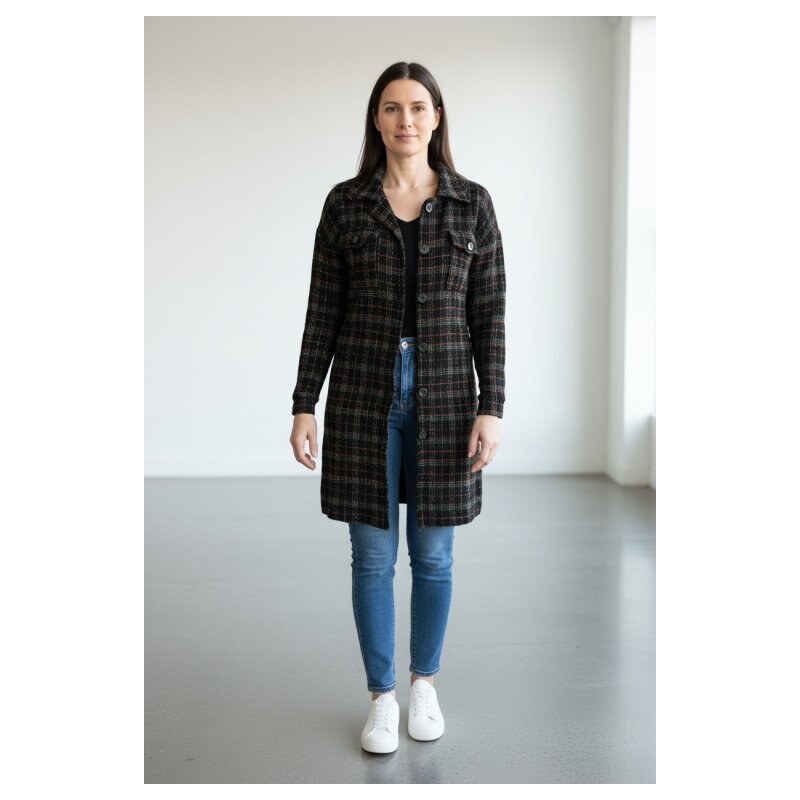 Allen dámská móda Kabát černý v košilovém stylu velikost L/XL 114740503