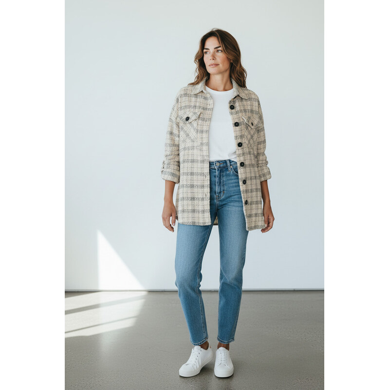 Allen dámská móda Košile béžová teplejší velikost L/XL 114740513