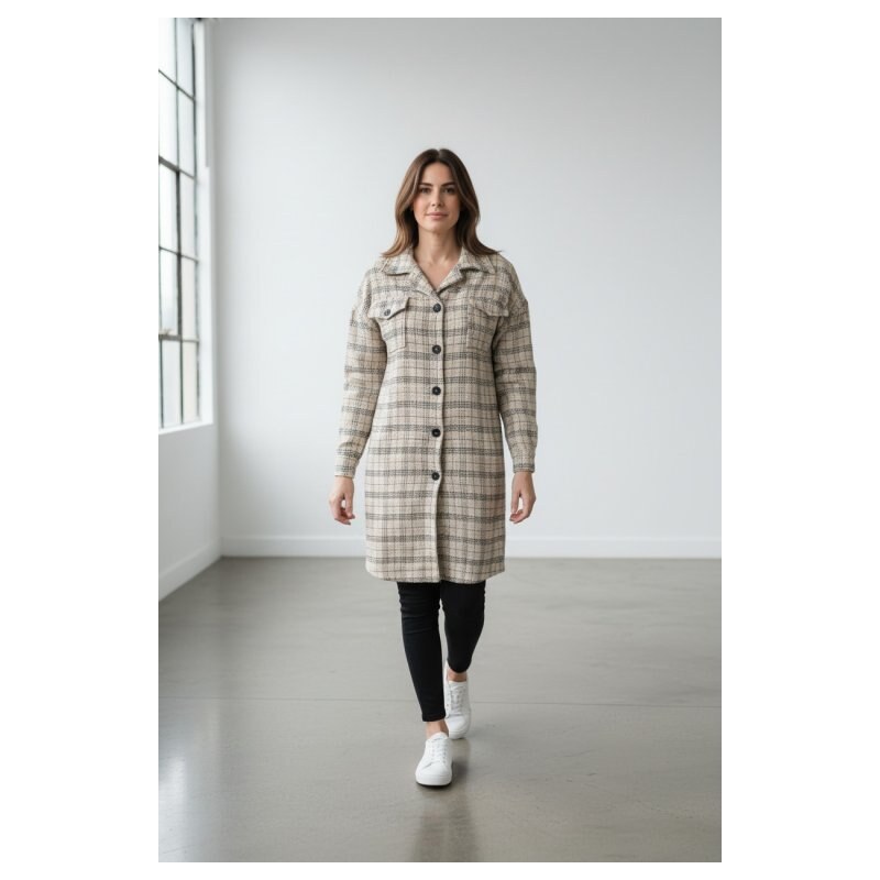 Allen dámská móda Kabát béžový s košilovým střihem velikost S/M 114740507