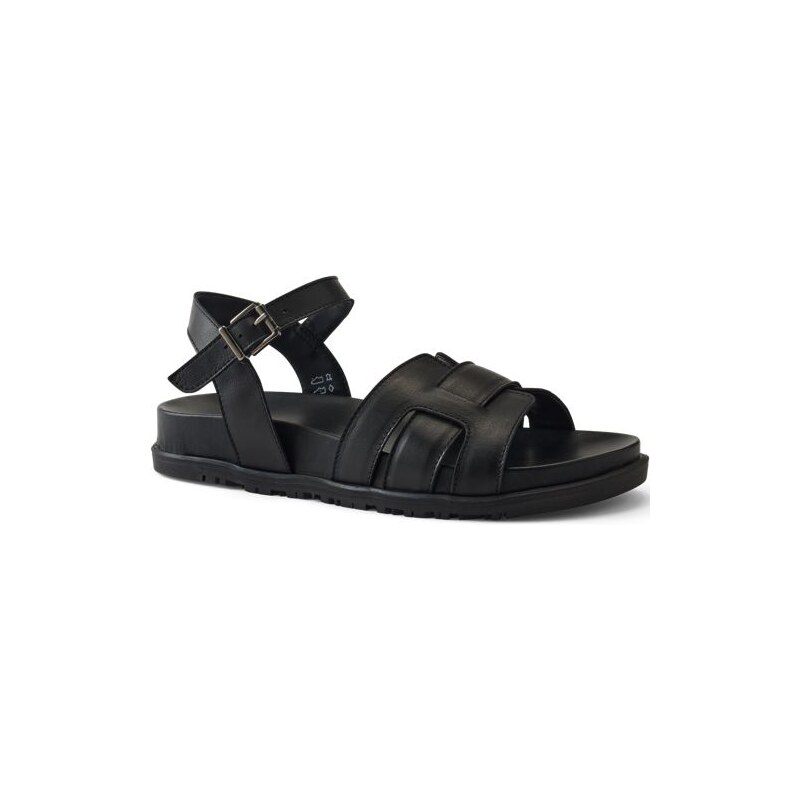 Ankle Strap Leather Sandals, Women, size: 4, regular, Black, Leather, 115200554
