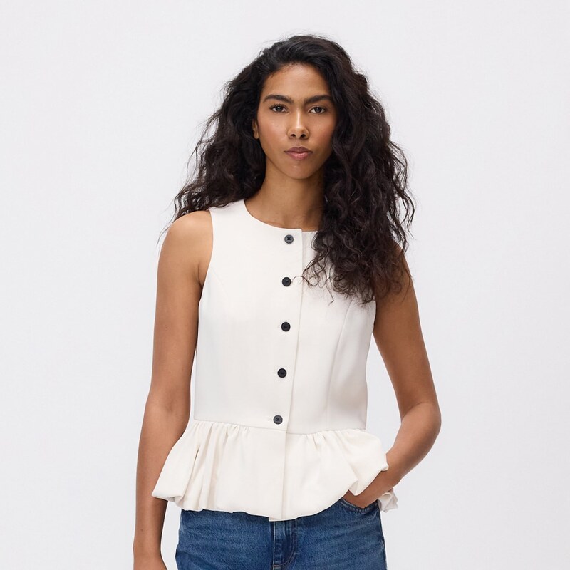 Reserved - Vesta s peplum volánem - krémová