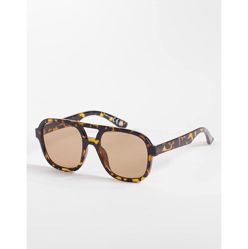 AIRE whirlpool aviator sunglasses in chocolate tort with tan