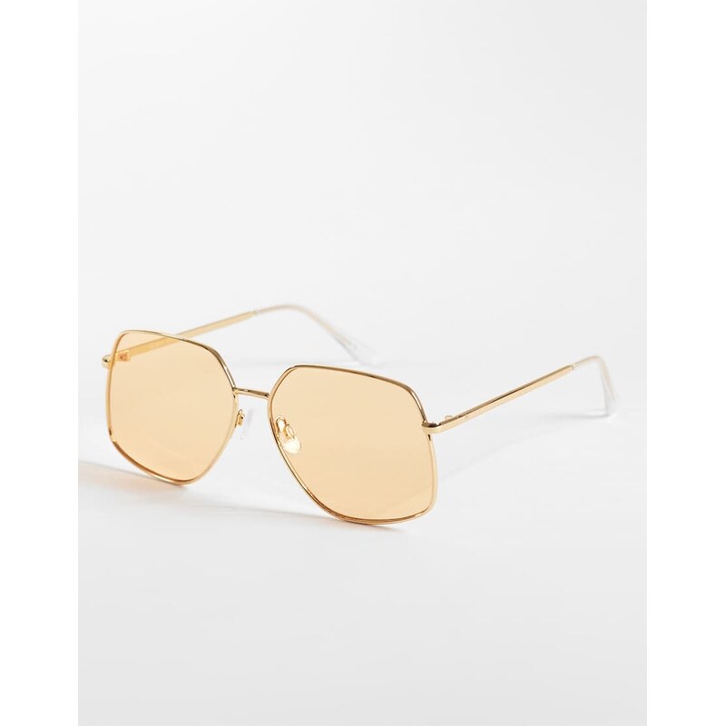 AIRE altair angular 70s aviator sunglasses in gold and amber