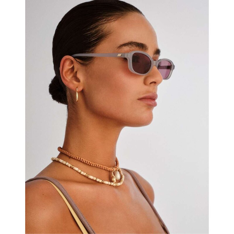 Le Specs honey pot slim rectangular sunglasses in grey with smokey 115414939
