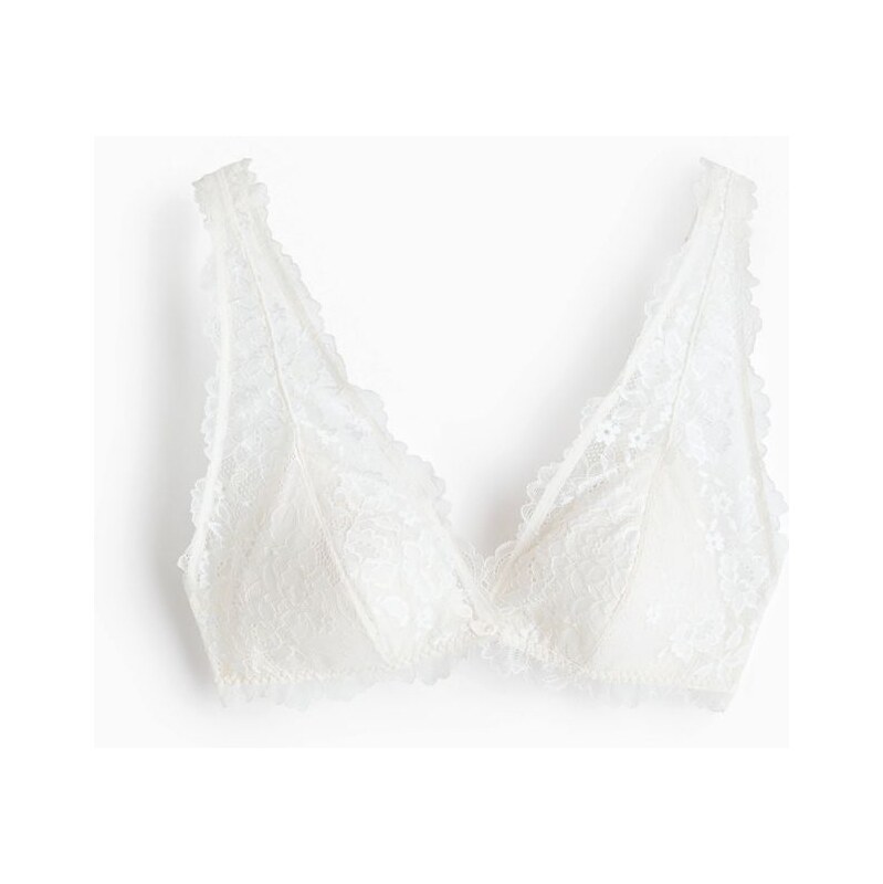H&M - Měkká vyztužená krajková podprsenka - bílá 114926144