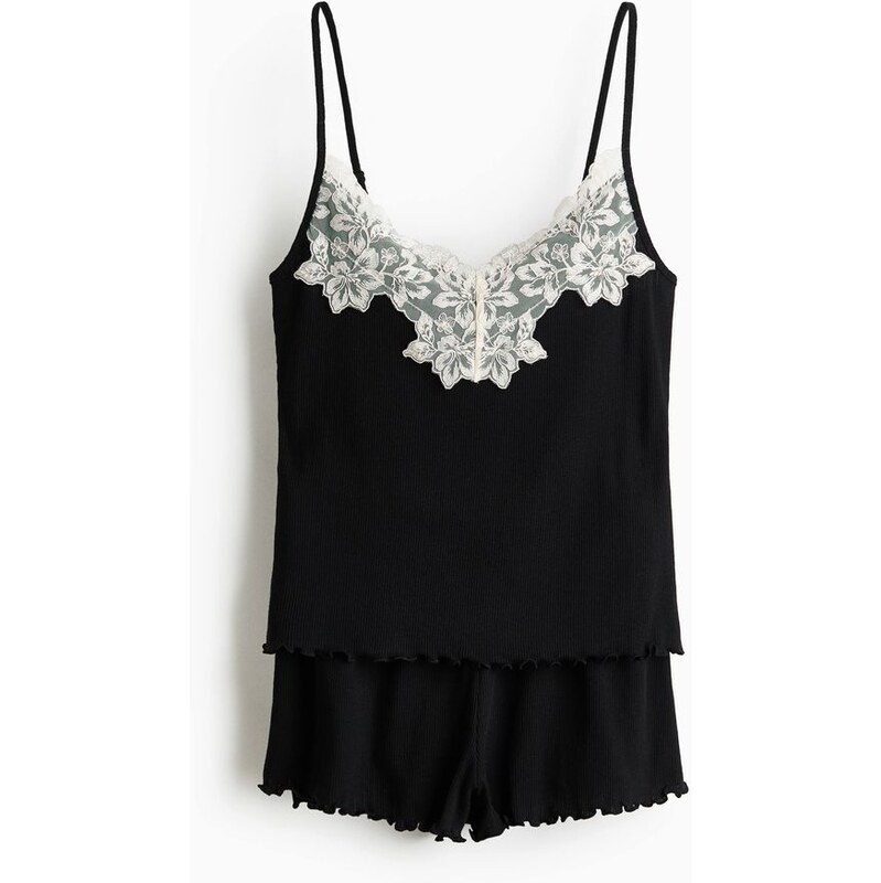 H&M - Pyžamo z žebrovaného žerzeje. - černá 114926154