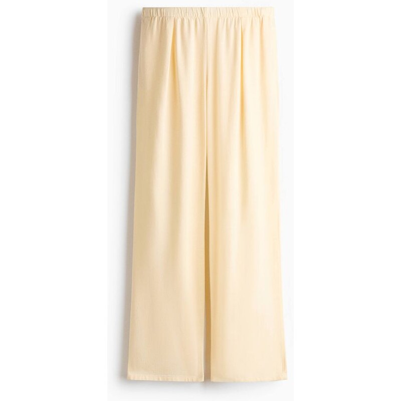 H&M - Široké kalhoty z lněné směsi - žlutá 114926158