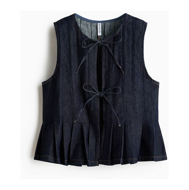 H&M - Džínová vázací vesta - modrá 114926165