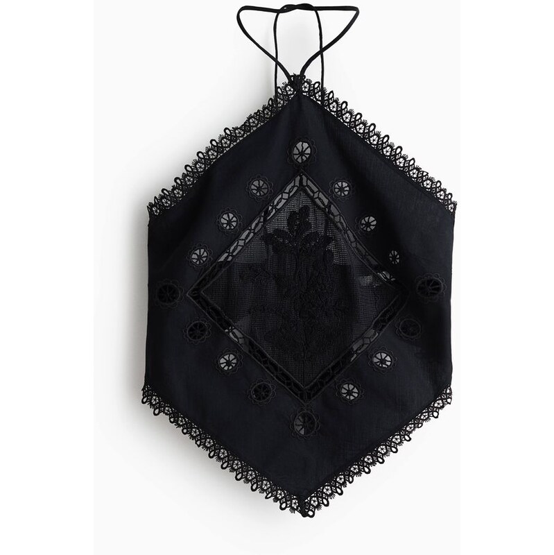 H&M - Top halternecks krajkou. - Černá