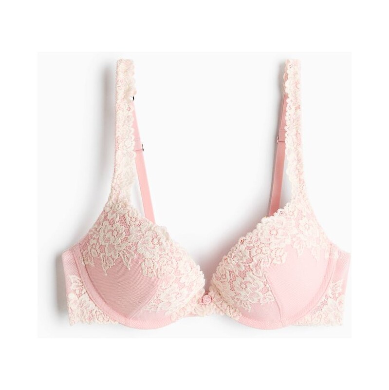 H&M - Krajková super push-upka - růžová 114926212