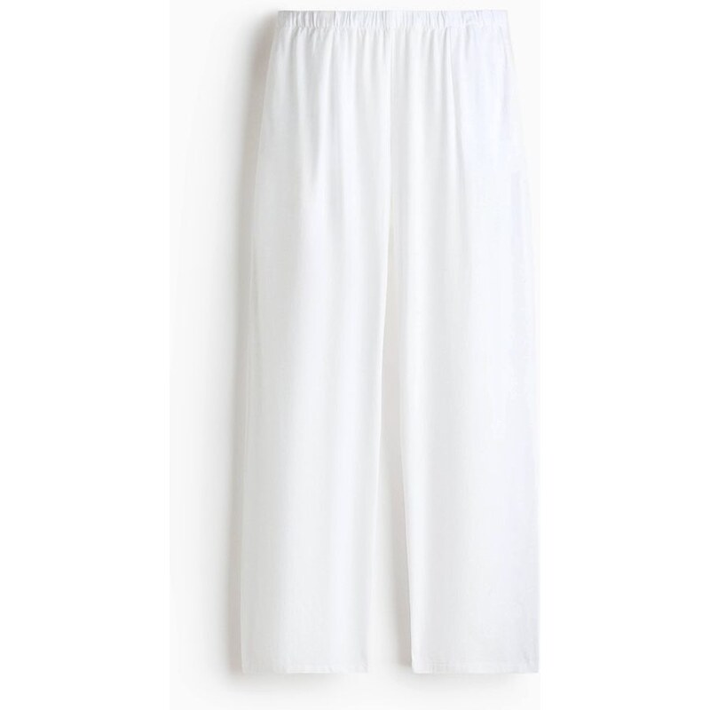H&M - Široké kalhoty z lněné směsi - bílá 114926235