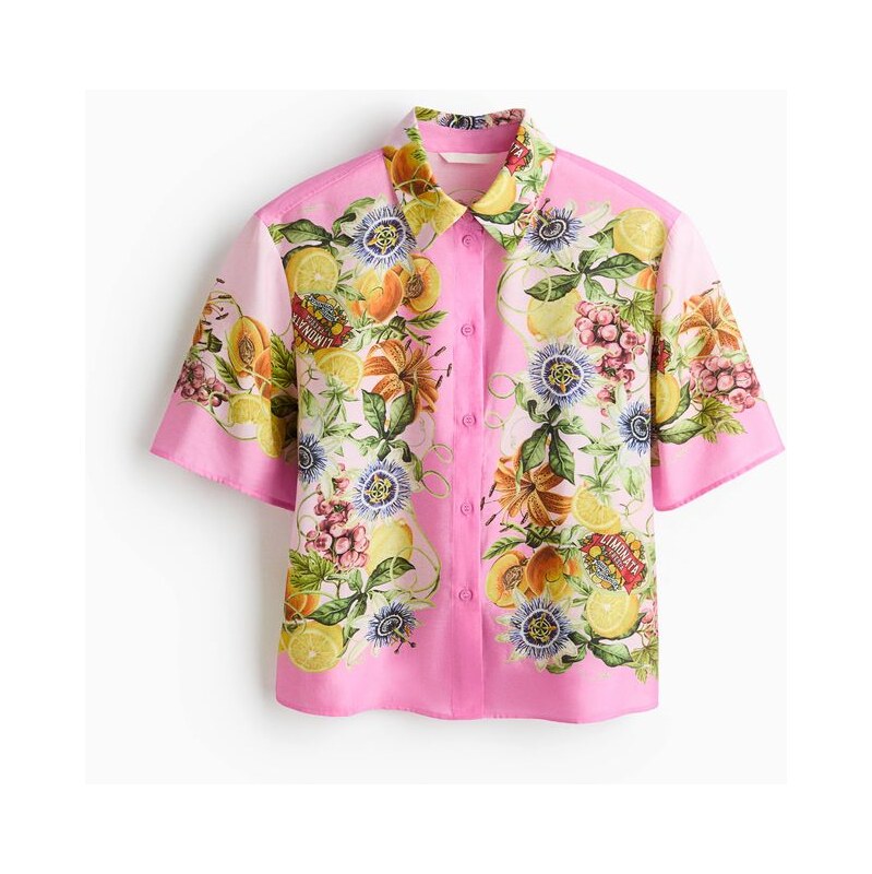 H&M - Objemná košiles potiskem - růžová 114926244
