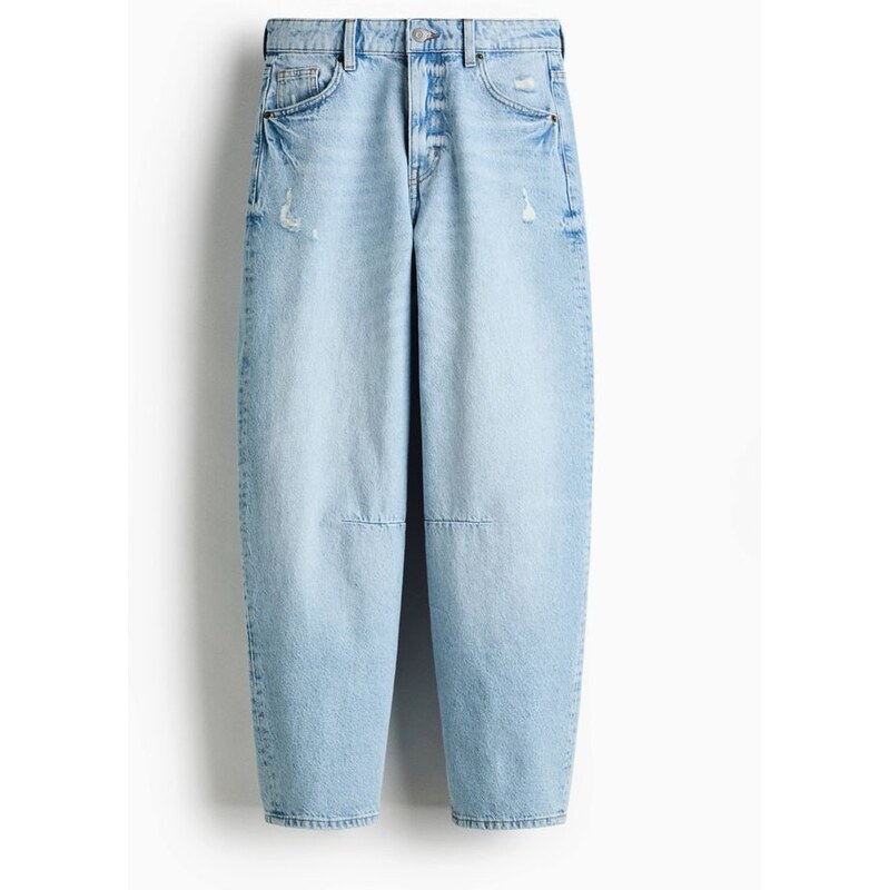 H&M - Barrel High Waist Ankle Jeans - modrá 114926258