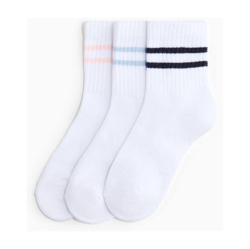 H&M - Sportovní ponožky 3 páry - bílá 114926259
