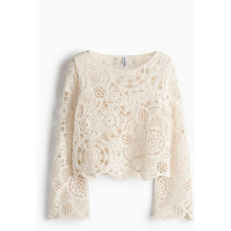 H&M - Tops efektem háčkování - bílá 114926273