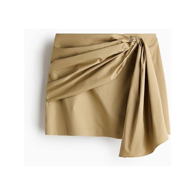H&M - Keprová sukně s vázačkou - Béžová