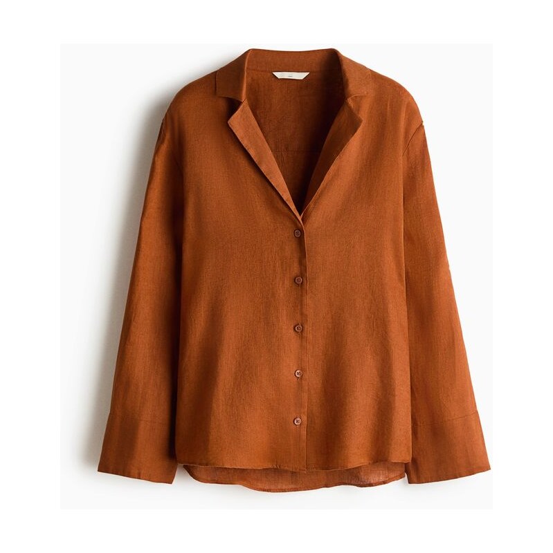 H&M - Oversized linen shirt - oranžová 114926291