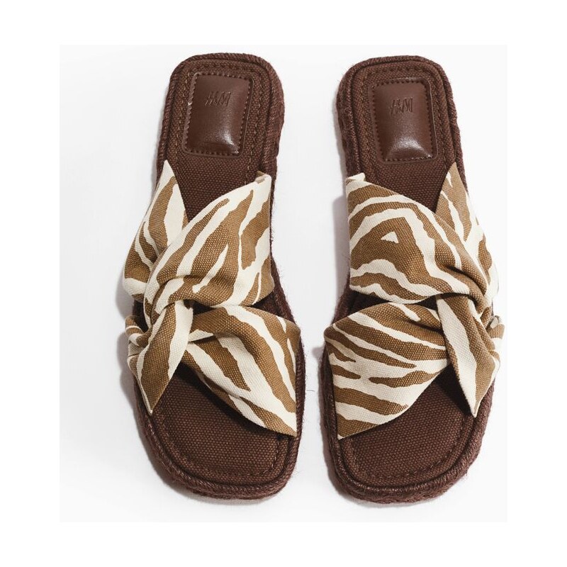 H&M - Bavlněné espadrilkové sandály - hnědá 114926297