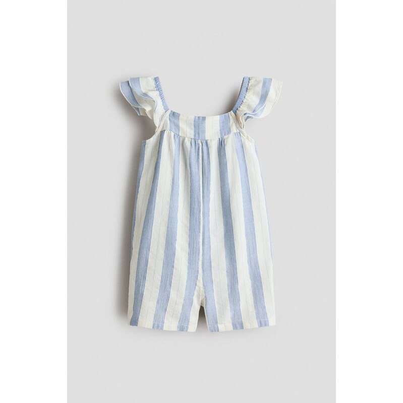 H&M - Overals volánkovými rukávy - Krémová/Modré Proužky