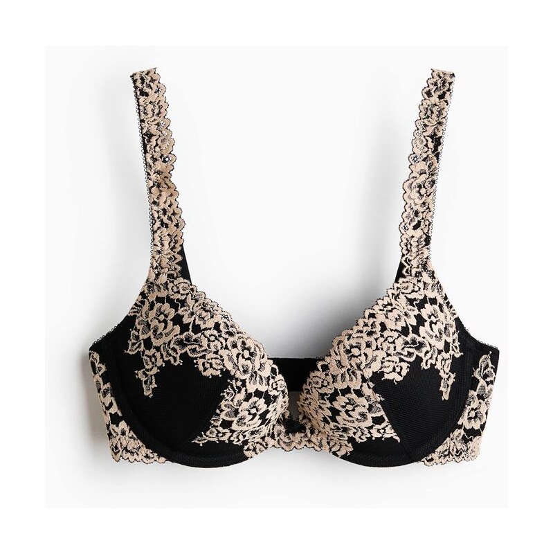 H&M - Krajková super push-upka - černá 114926318