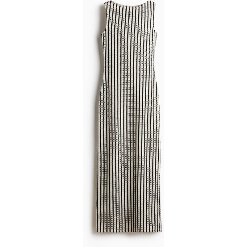 H&M - Šaty midi z dírkovaného úpletu - černá 114926333