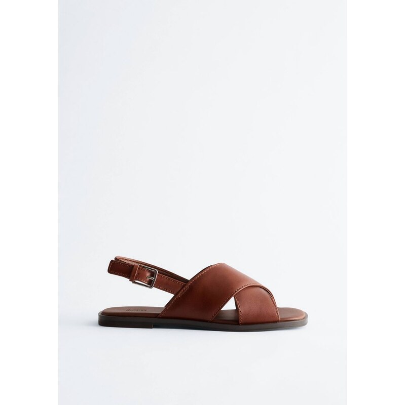 H&M - Kožené sandálys překříženými pásky - oranžová 114926355