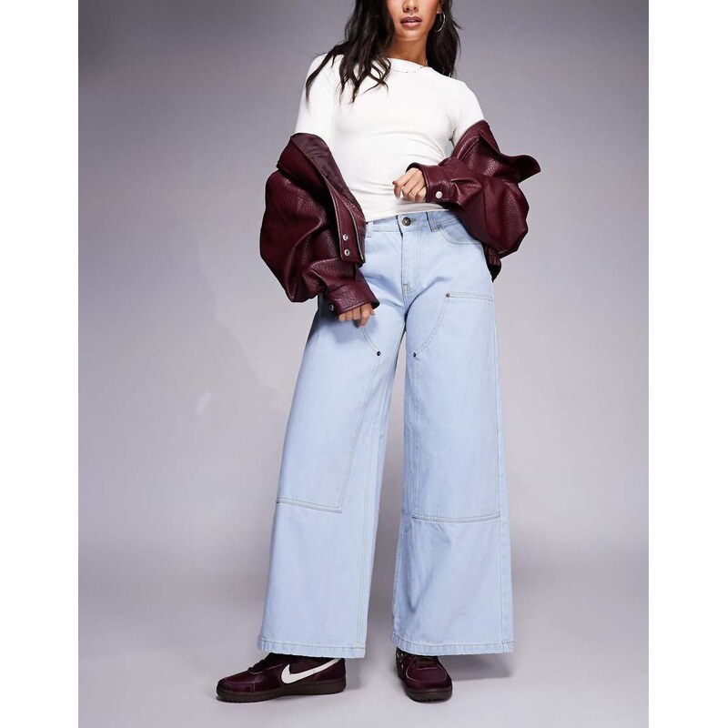 Courtside baggy carpenter denim jeans in lightwash blue 114934860
