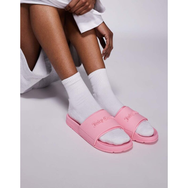 Juicy Couture Breanna embossed slider with dtm logo in pink 114927476