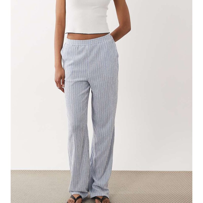 JDY Tall wide leg trousers in light blue stripes