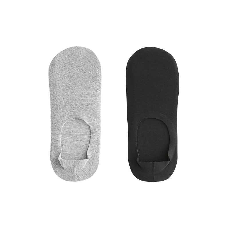 OYSHO 2 pairs of high-cut ribbed cotton blend invisible socks in dark 114928014