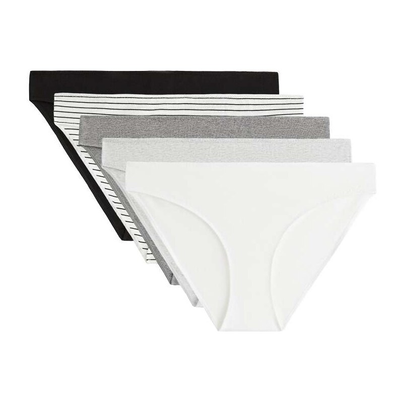 OYSHO 5 cotton blend classic rib briefs in grey 114928129