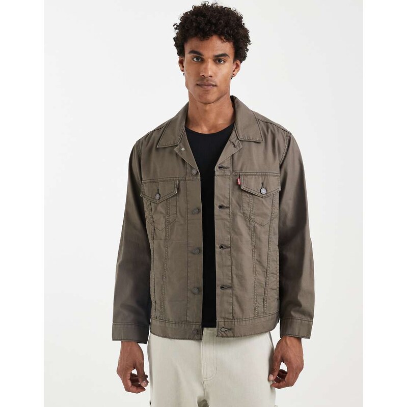 Levis relaxed fit denim trucker jacket in brown