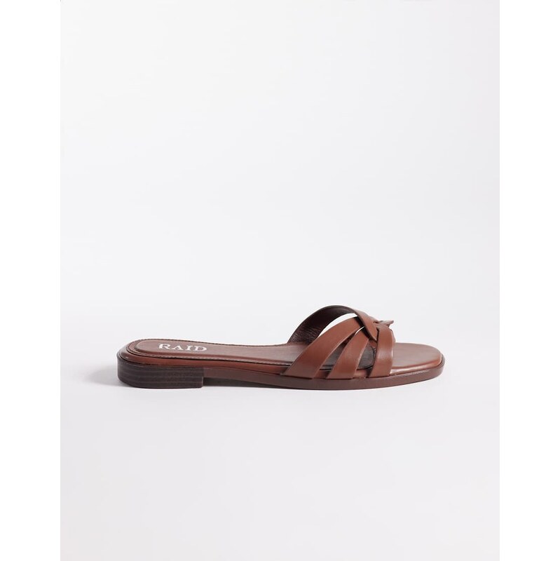 RAID Toffee flat slider sandals in brown 115518021