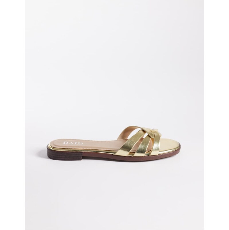 RAID Toffee flat slider sandals in gold 115518005