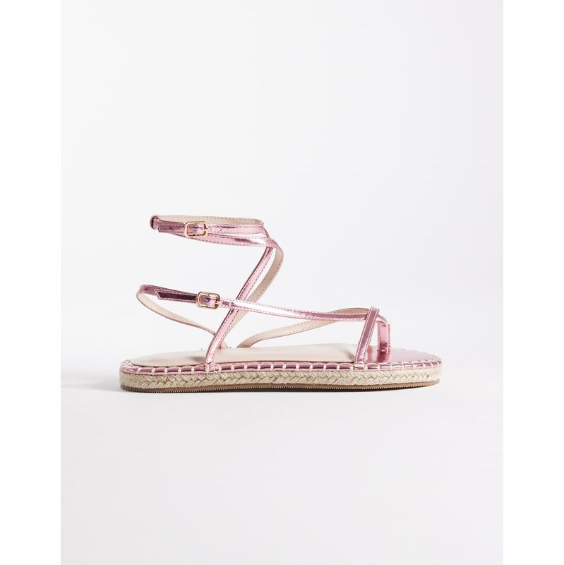 RAID Danita espadrille flat sandals in pink metallic 114927600