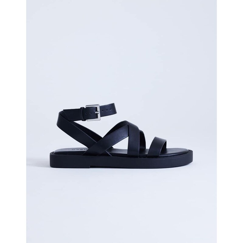 Topshop Sasha strappy flat sandal in black