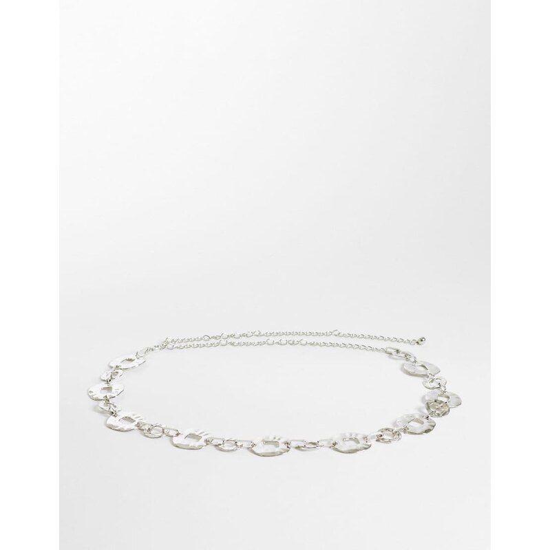 My Accessories curve oversized hammered circle belt in silver 114927628