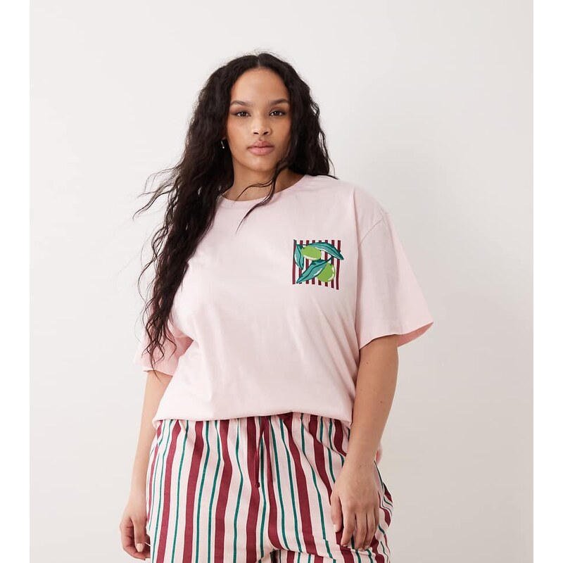 ASOS Curve ASOS DESIGN Curve oversized tee and short pyjama set with 115520234